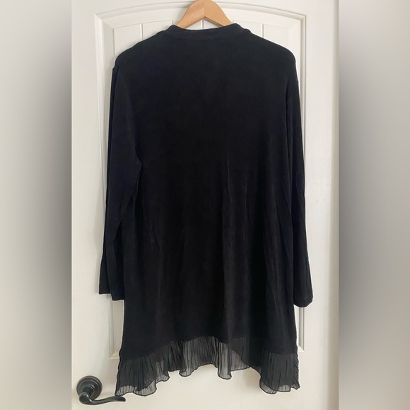 Chicos Black Travelers Classic Ruffle-Trim Jacket Size 3 Single Button Cardigan - Picture 7 of 8